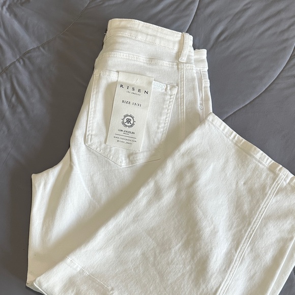 Risen Jeans Denim - RISEN Women's White Barrel Leg Jeans